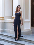 off the shoulder black corset dress