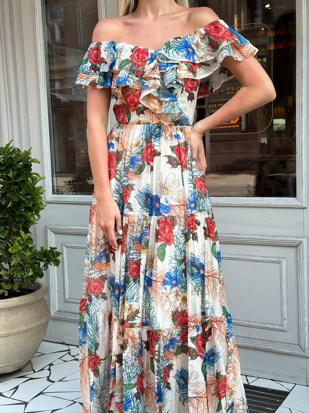 organza romantic maxi cocktail dress with ruffles