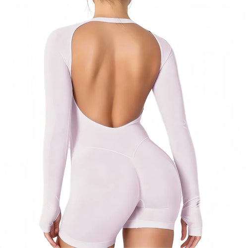 HISTELLO Impact Long Sleeve One Piece Jumpsuit Women Backless Slim Fit