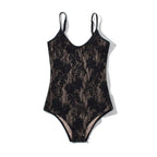 Sexy See Through Lace With Lining Backless Spaghetti Strap Bodysuit