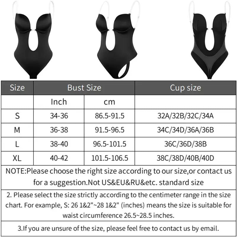 Women Full Body Shaper Bra Backless Bodysuit Thong Invisible Shapers