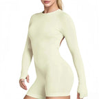 HISTELLO Impact Long Sleeve One Piece Jumpsuit Women Backless Slim Fit