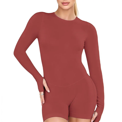HISTELLO Impact Long Sleeve One Piece Jumpsuit Women Backless Slim Fit