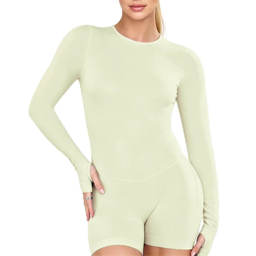 HISTELLO Impact Long Sleeve One Piece Jumpsuit Women Backless Slim Fit